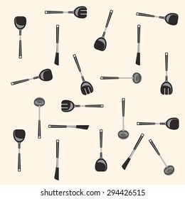 Kitchen Accessories, seamless background for writing recipes.