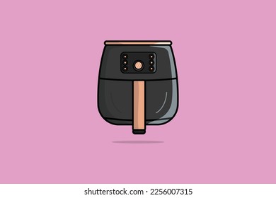 Kitchen Air Fryer vector illustration. Kitchen interior working tool icon concept. Modern kitchen air fryer front view vector design with shadow isolated on purple background.