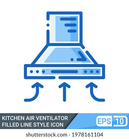 kitchen air ventilator icon in filled line style. vector illustration isolated on white background. EPS 10