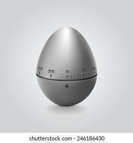 Kitchen aluminium timer on gray background. Pomodoro technique. 25 minutes. Full vector illustration. How to beat procrastination and to be productive.