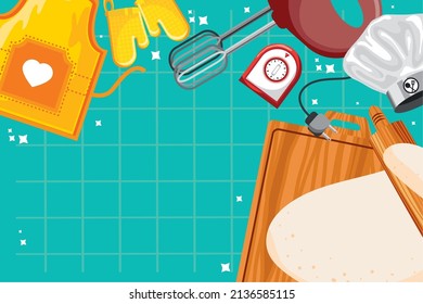 kitchen appliance and apron with utensils