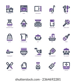 Paquete de iconos de Kitchen Appliance para su sitio web, móvil, presentación y diseño de logotipo. Icono de dispositivo de cocina diseño de doble tono. Ilustración gráfica vectorial y trazo editable.