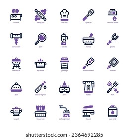Kitchen Appliance icon pack for your website, mobile, presentation, and logo design. Kitchen Appliance icon dual tone design. Vector graphics illustration and editable stroke.