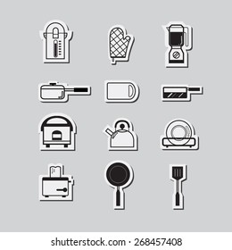 Kitchen appliance icon set 