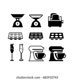 Kitchen appliance icon set