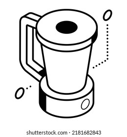 Kitchen appliance, isometric icon design of juicer 