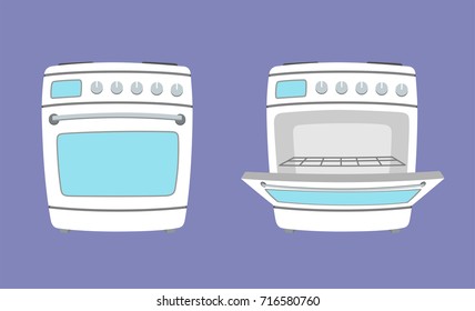 Kitchen appliance oven illustration. Oven in flat style. Vector illustration.