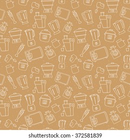 Kitchen appliance seamless pattern. Freehand vector sketches of  consumer electronics