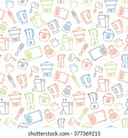 Kitchen appliance seamless pattern. Freehand vector sketches of  consumer electronics