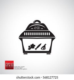 Kitchen appliances black flat icon. Aerogrill. Kitchenware isolated vector illustration.