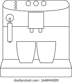 kitchen appliances black and white coffee machine flat vector icon