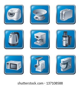 kitchen appliances buttons icon set