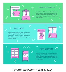 Kitchen appliances concept flyer templates in line style