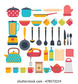 Kitchen appliances. Cooking tools and kitchenware equipment. Vector illustration