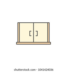 Kitchen appliances cupboard storage icon for cooking Illustration. Simple thin line style symbol.