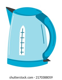 Kitchen appliances for home, isolated electric kettle with plastic and glass elements and handle. Pot for boiling water for beverages and cooking. Kitchenware and gadgets. Vector in flat style