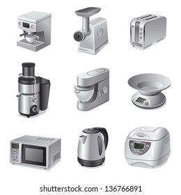 kitchen appliances icon set