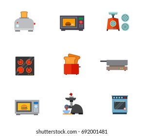 Kitchen appliances icon set