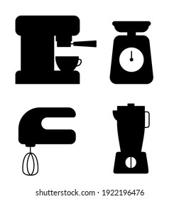 Kitchen appliances icon set. Coffee machine, mixer blender and scales for web applications and mobile concepts. Vector illustration EPS10