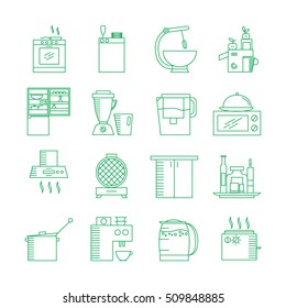 Kitchen appliances icon set. Collection of high quality outline elements on the topic of Kitchen appliances . 16 symbols for design of website, infographics, presentation, company's visit card, logo.