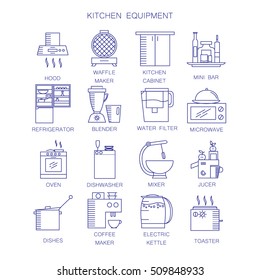 Kitchen appliances icon set. Collection of high quality outline elements on the topic of Kitchen appliances . 16 symbols for design of website, infographics, presentation, company's visit card, logo.