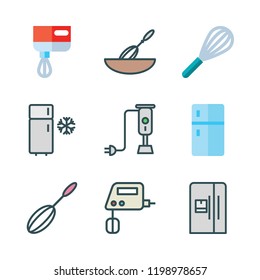 kitchen appliances icon set. vector set about fridge and mixer icons set.