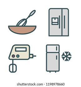 kitchen appliances icon set. vector set about fridge and mixer icons set.