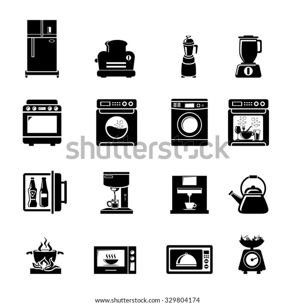 Kitchen Appliances Icons Stock Vector (Royalty Free) 329804174