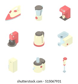 Kitchen appliances icons set. Cartoon illustration of 9 kitchen appliances vector icons for web