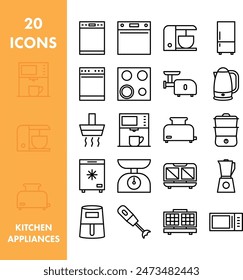 Kitchen appliances icons set. Electronic devices used in the kitchen.