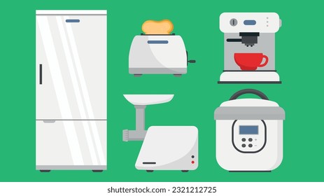 Los iconos de los aparatos de cocina están configurados. Ilustración plana de electrodomésticos de cocina iconos vectoriales para diseño web
