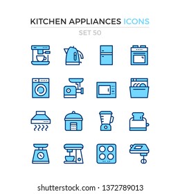 Kitchen appliances icons. Vector line icons set. Premium quality. Simple thin line design. Modern outline symbols, pictograms.