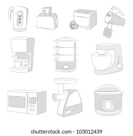 kitchen appliances icons white