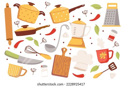 Kitchen appliances isolated elements set in flat design. Vector illustration.