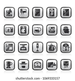 kitchen appliances and kitchenware icons - vector icon set