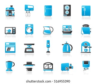 kitchen appliances and kitchenware icons - vector icon set