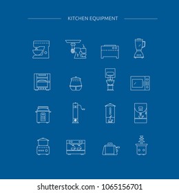 Kitchen appliances line icon set. Kitchenwares collection. 