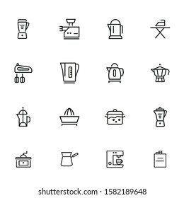 Kitchen appliances line icons. Set of line icons on white background. Inhouse concept. Kettle, teapot, mixer. Vector illustration can be used for appliances, service, house