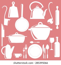 Kitchen appliances on red