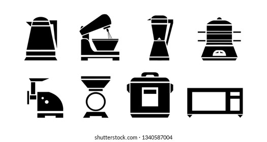 kitchen appliances on a white background