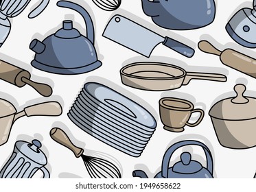 kitchen appliances seamless pattern. vector illustration