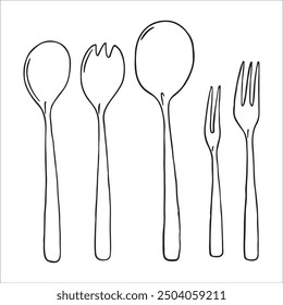 Kitchen Appliances Spoon and Cutlery Set Drawing