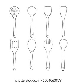 Kitchen Appliances Spoon and Cutlery Set Drawing