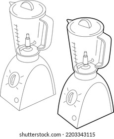 Kitchen appliances. Stationary blender for grinding products and making cocktails and sauces. Vector linear illustration, isolated on white background.
