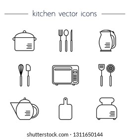 Kitchen appliances vector line collection. Icon collection made in line style. Concept for infographic, banner design or web page. 