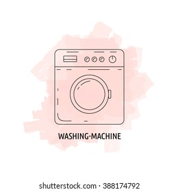 Kitchen appliances. Vector outline icon washing machine