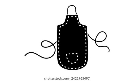 kitchen apron, black isolated silhouette