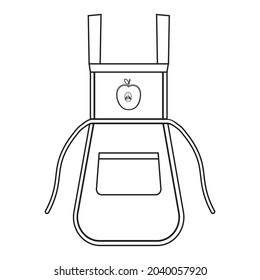 kitchen apron, black outline vector illustration, isolated on a white background