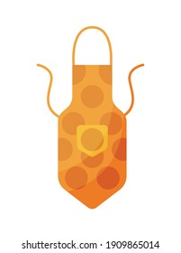 Küchenschürze in hellen Farben mit Tasche und Design. Farbige Schutzkleidung mit Musterhintergrund einzeln auf weißem Hintergrund. Kochen-Uniform für Hausfrau oder Küchenchef