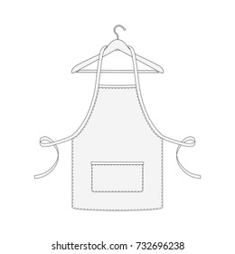 Kitchen apron for chef on hanger isolated on white background. Vector illustration